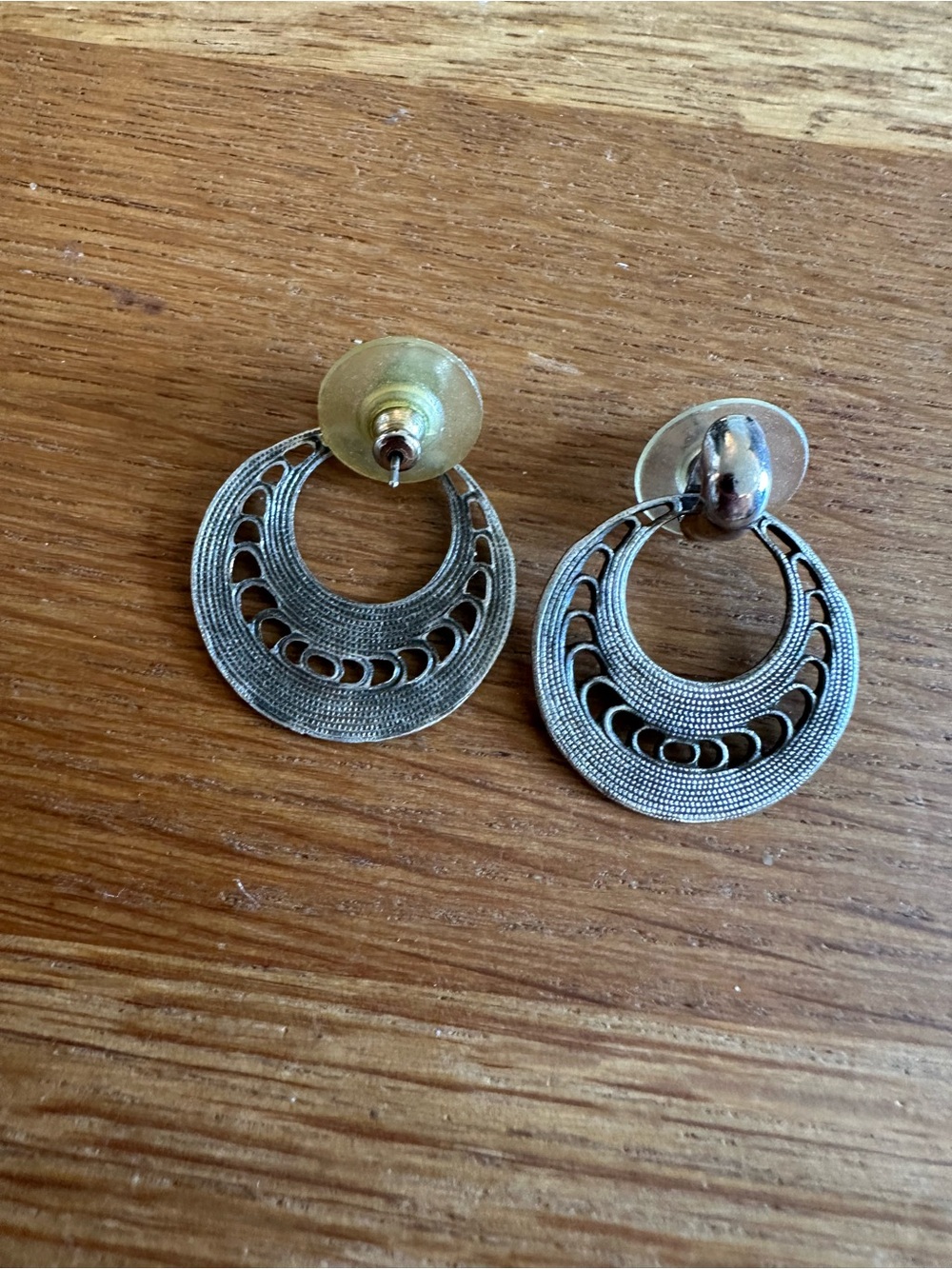 Vintage-Inspired Silver Hoop Drop Earrings - Women Jewelry